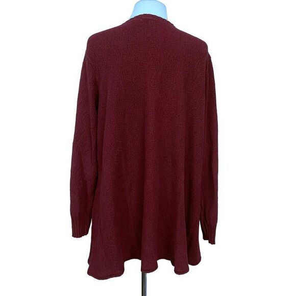 Textures Atsy Long Sleeve Cotton Boucle V-Neck Pullover Tunic Top Cranberry L/XL - Picture 4 of 6